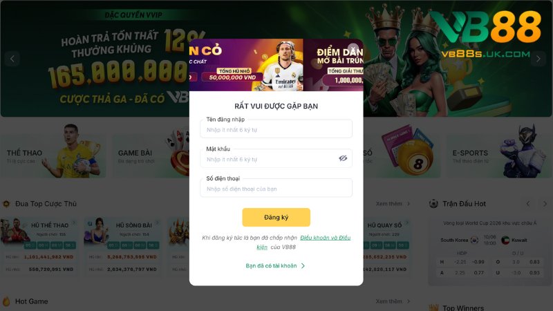 Xổ Số VB88 | Game Quay Số Siêu Hot, Trúng Lớn Mỗi Ngày 3 Đăng ký tài khoản là bước đầu tiên để tham gia chơi xổ số
