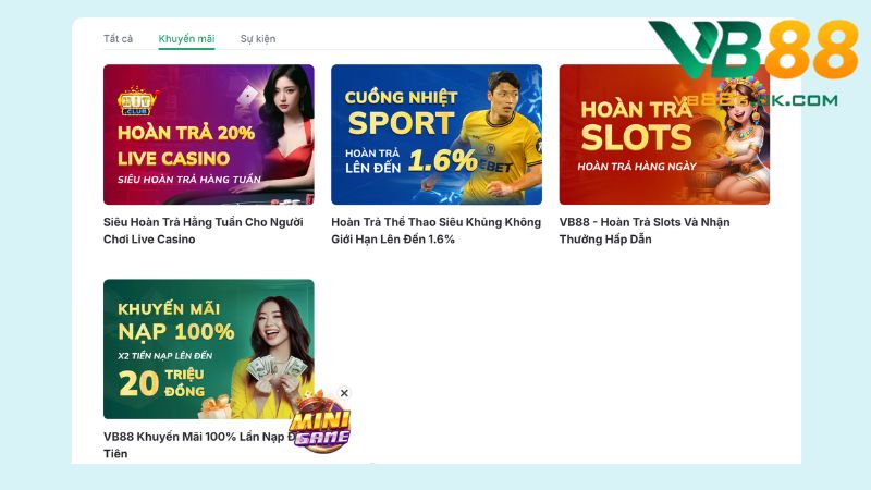Hướng Dẫn Nhận Giftcode VB88 – Săn Quà Cực Khủng Mỗi Ngày 2 Anh em nhớ ghé vào trang khuyến mãi của nhà cái thường xuyên để nắm bắt các ưu đãi